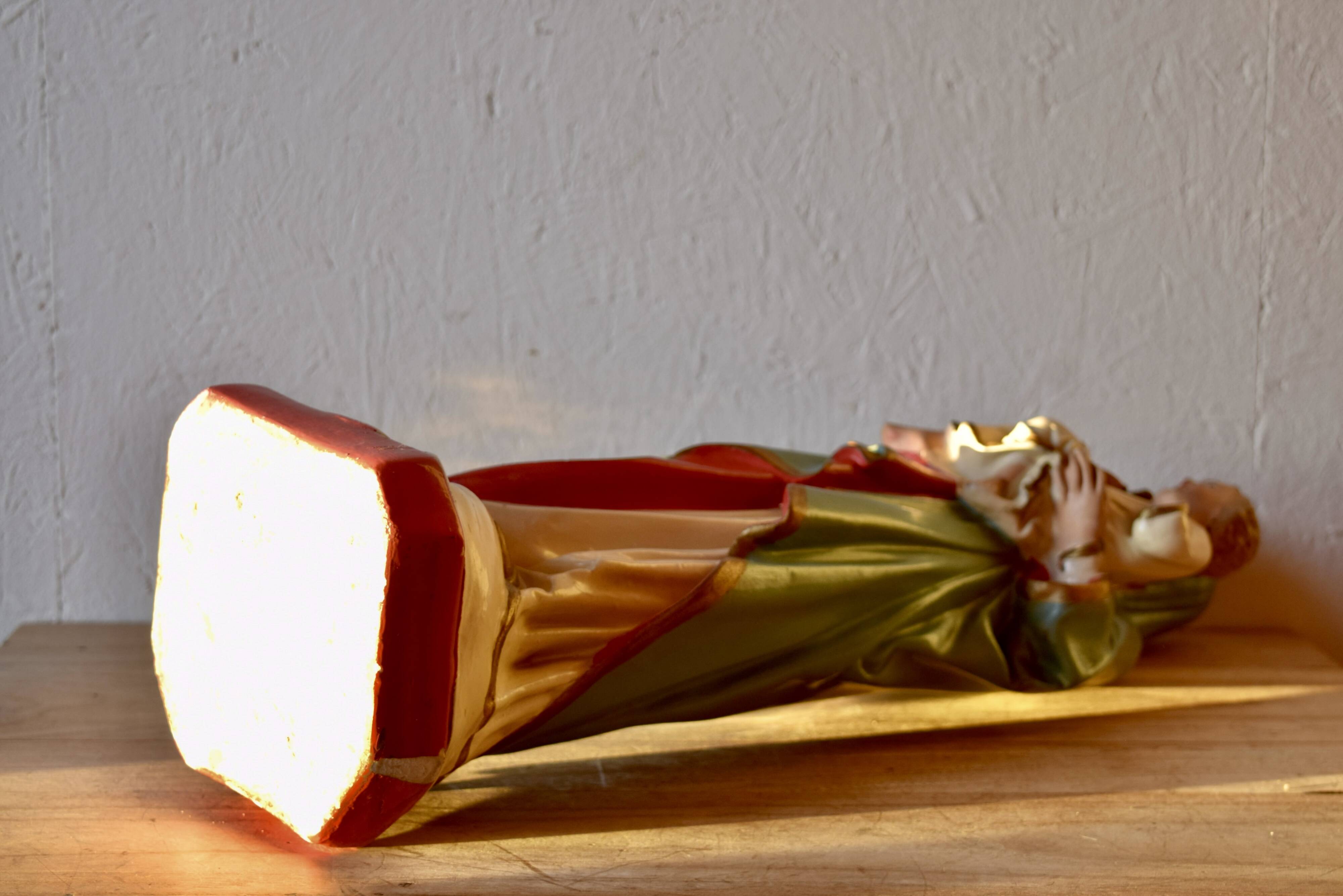 Ancient plaster statue of the Virgin and Child Jesus - hand painted - 54 cm - 1936