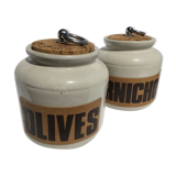 2 pots grayed sandstone large size cork lid
