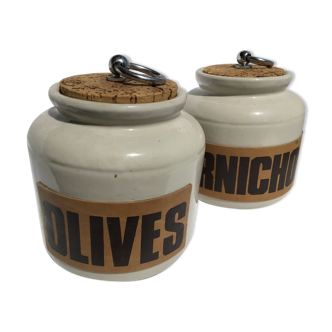 2 pots grayed sandstone large size cork lid