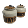 2 pots grayed sandstone large size cork lid