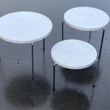 Vintage set of three round side tables nesting tables from the 70s design