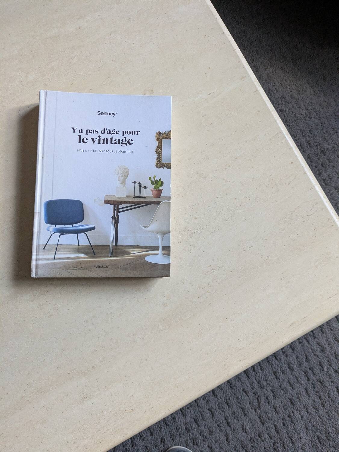 Vintage coffee table in travertine