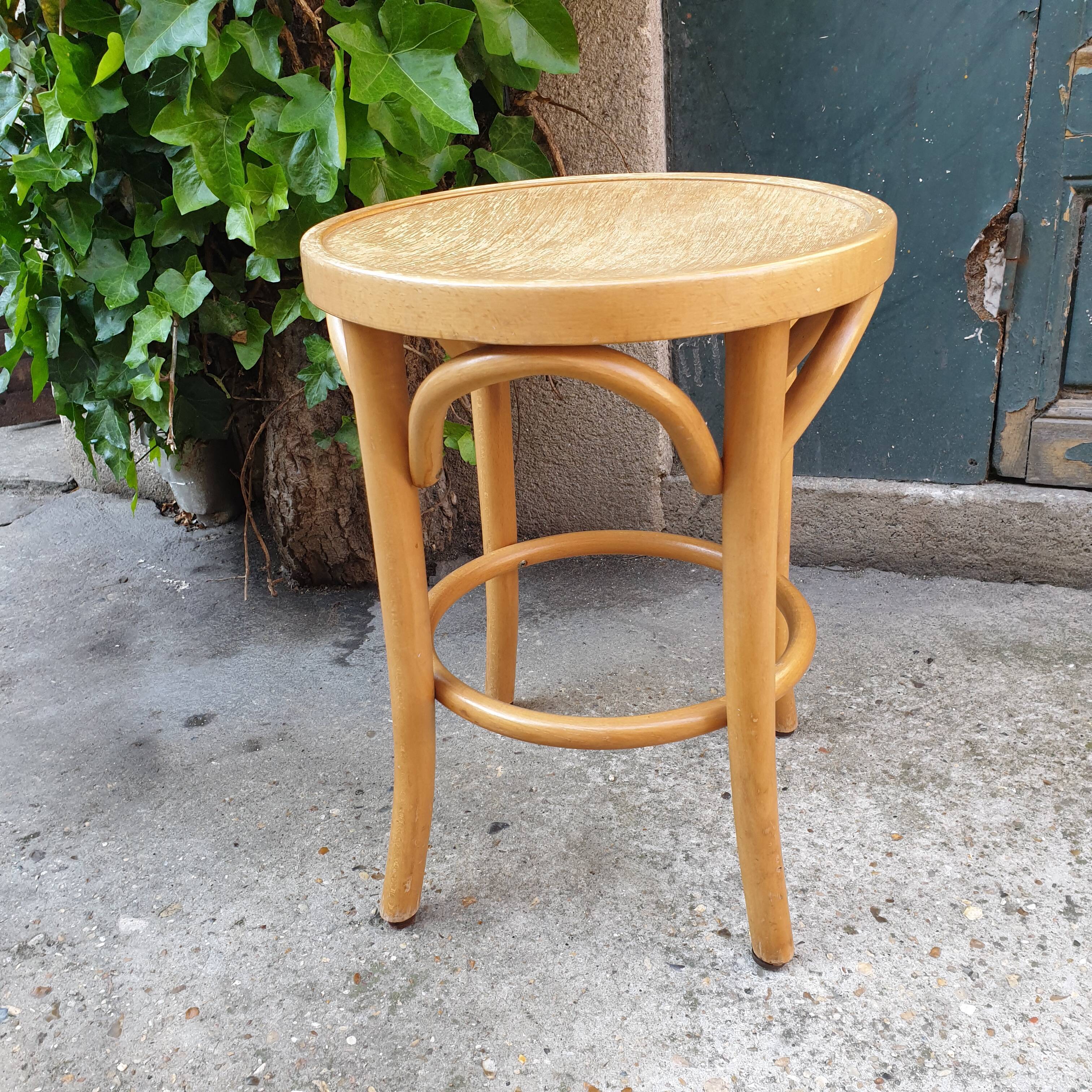 Wooden stool turned bistro style