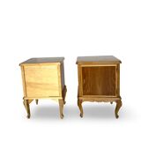 Tables de chevet italiennes en placage de noyer du milieu du siècle, années 1960.