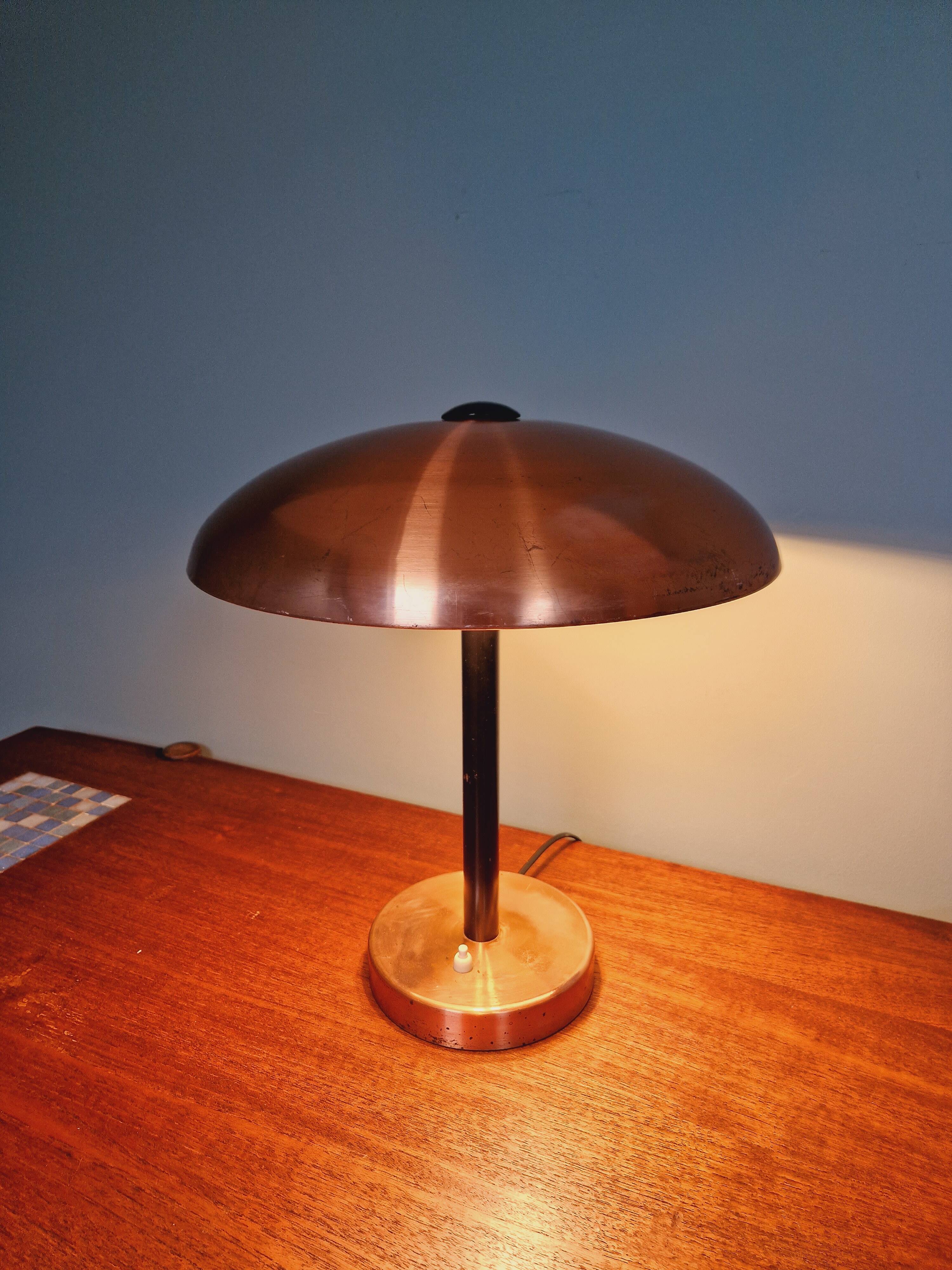 Large copper desk lamp, 1950s