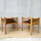 Paire de chevets bois et rotin