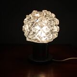Mid Century Czech Crystal Glass Table Lamp, 1970s Chrome Base