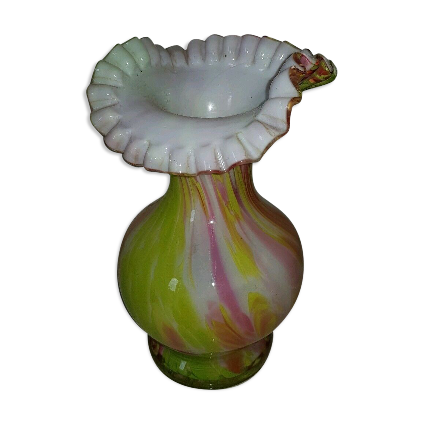 Vase Clichy verre soufflé moucheté Selency