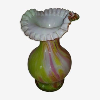 Vase Clichy verre soufflé moucheté