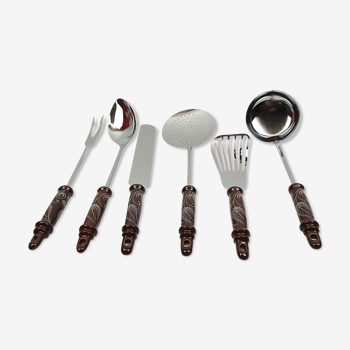 6 kitchen utensils brown ceramic sleeves