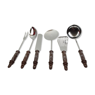 6 kitchen utensils brown ceramic sleeves