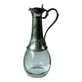 Wine carafe made of crystal glass and metal, made in italy, vintage from the 1960s