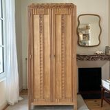 Art Deco style cabinet in raw wood, renovated