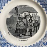 Set of 6 talking plates - creil and montereau France