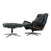 André vandenbrouck for straessle. armchair and ottoman, model 'king chair' and 'king pouf', 1970