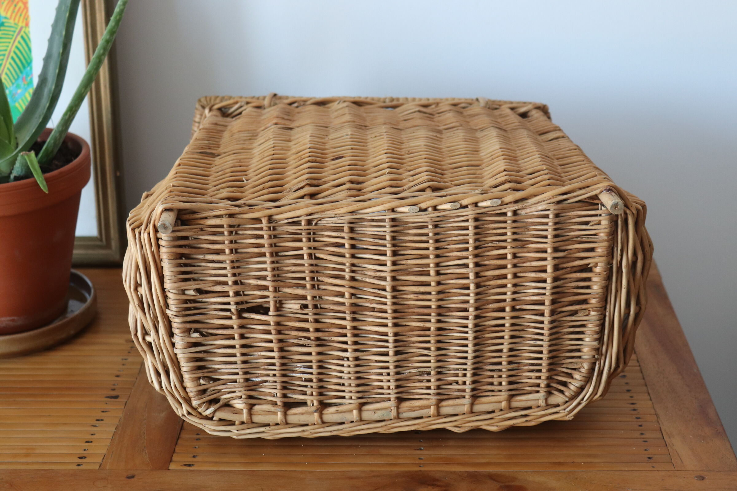 Old wicker fishing basket