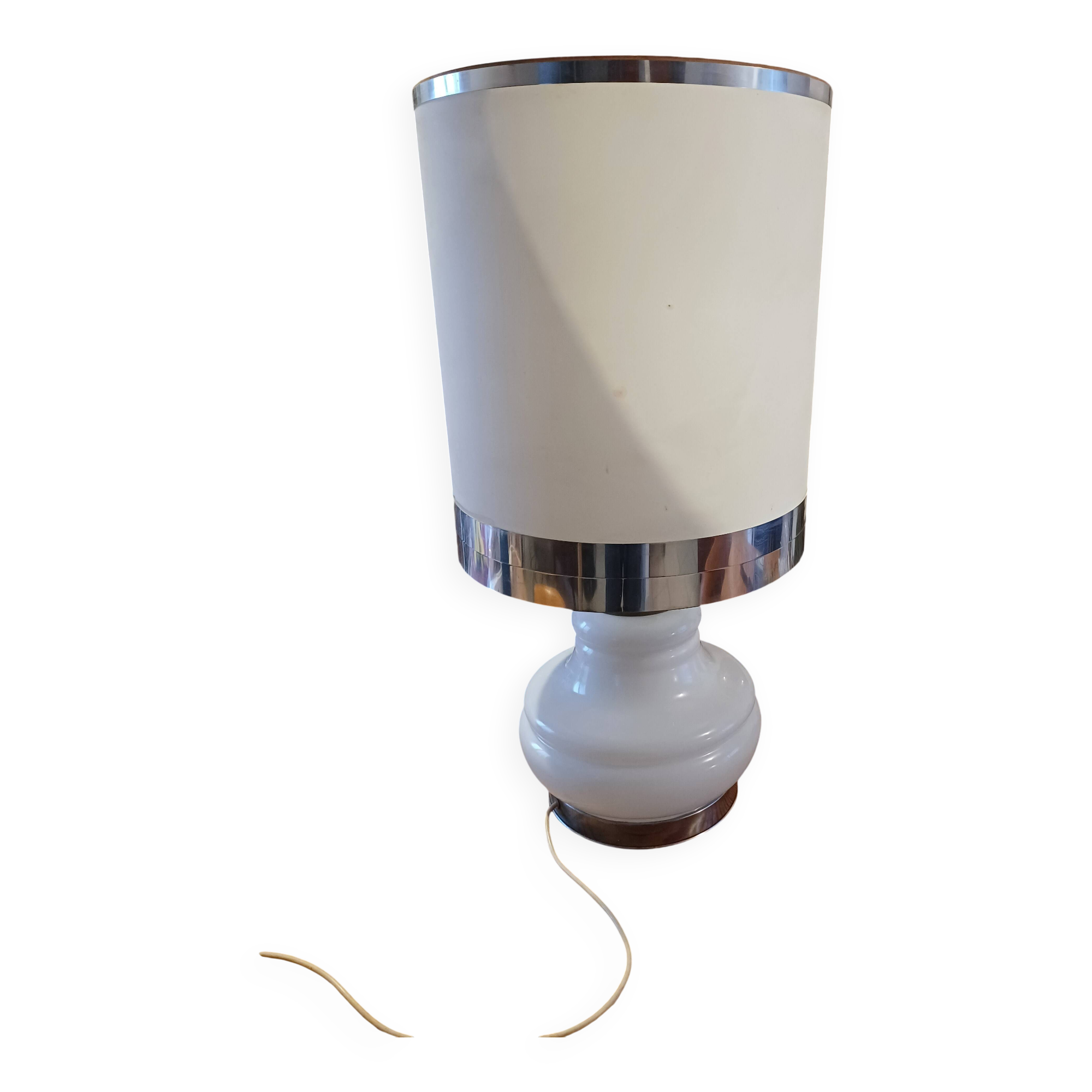 Vintage 1970s White Opaline Lamp