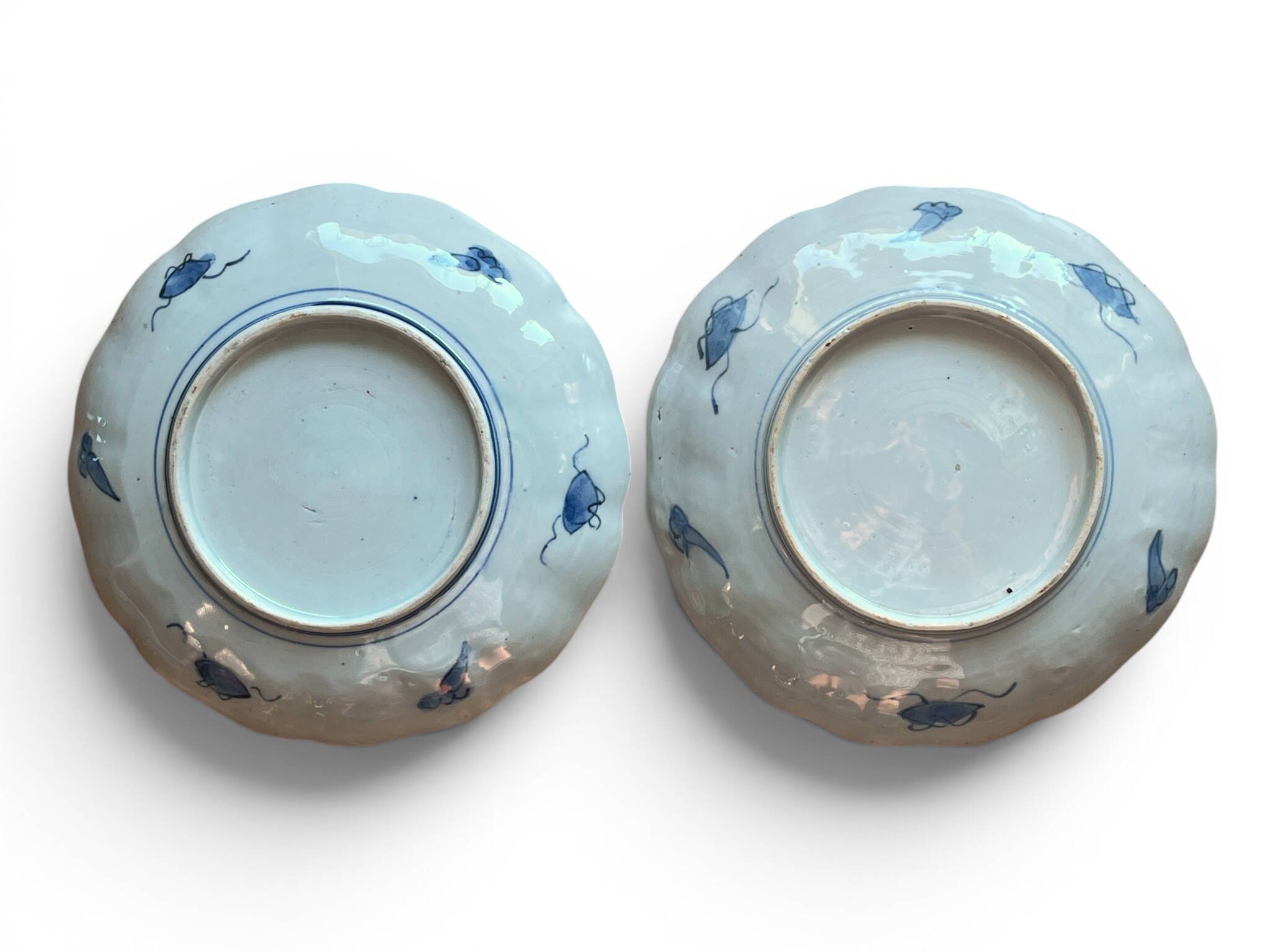 Japon, paire assiettes polylobées porcelaine polychrome XIXème