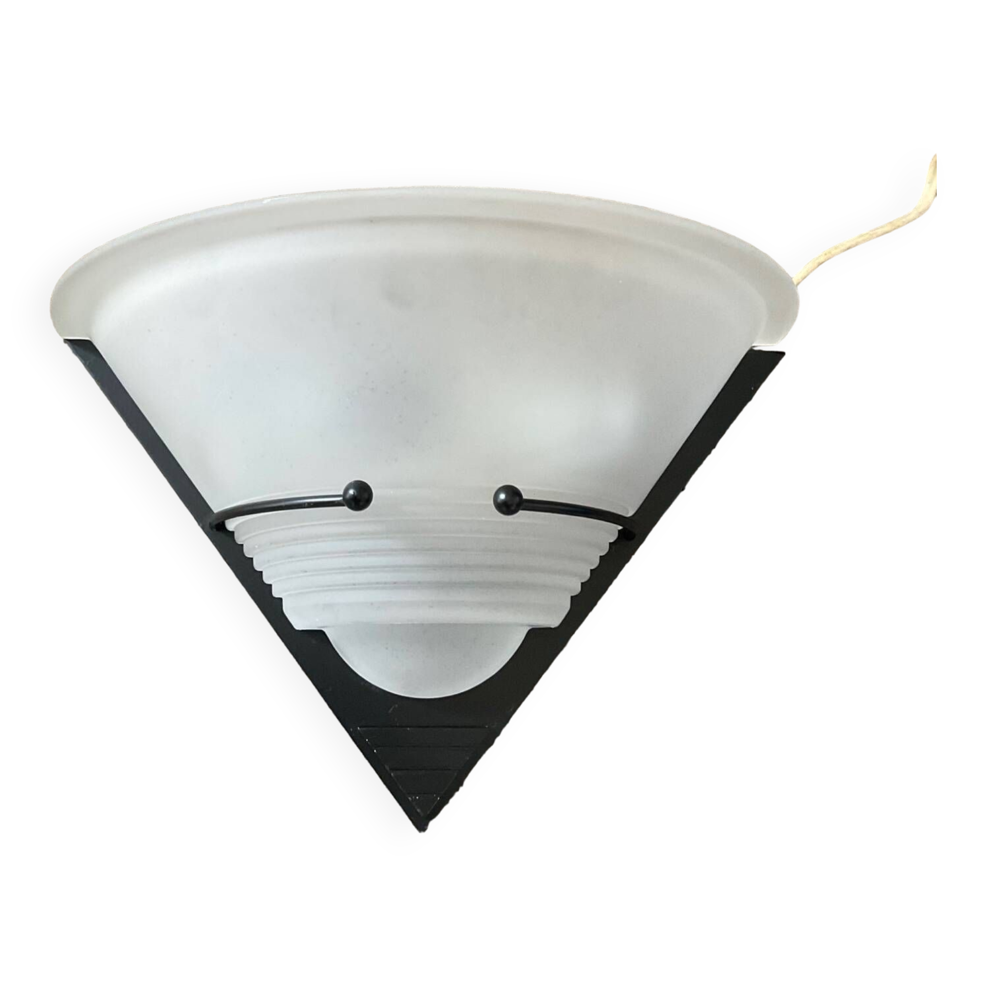 Post Modern wall light frosted glass and black metal