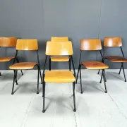 Chaises de salle à manger en contreplaqué post-moderne, années 1970