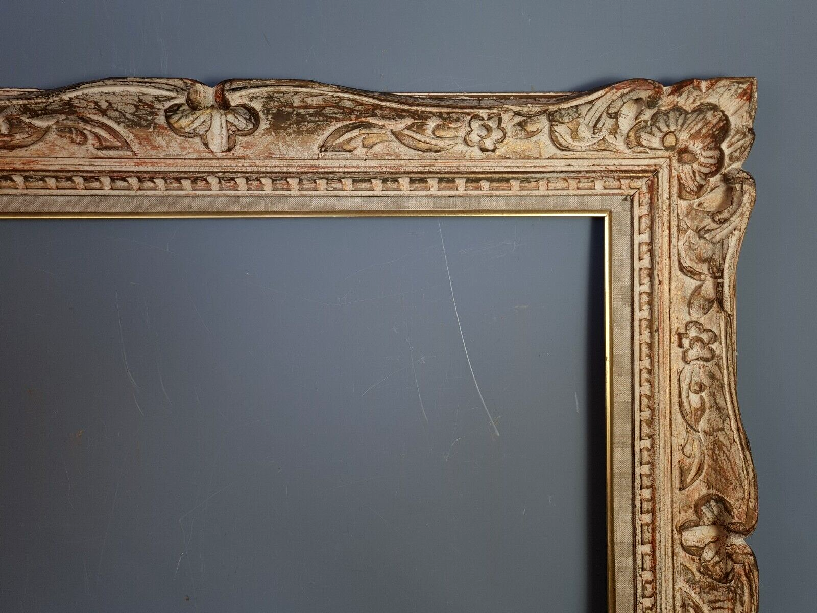 Old frame Montparnasse carved wood patinated 79x68 cm foliage 61x50.7 cm SB