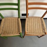6 Italian chairs from the 60s solid beech and rope