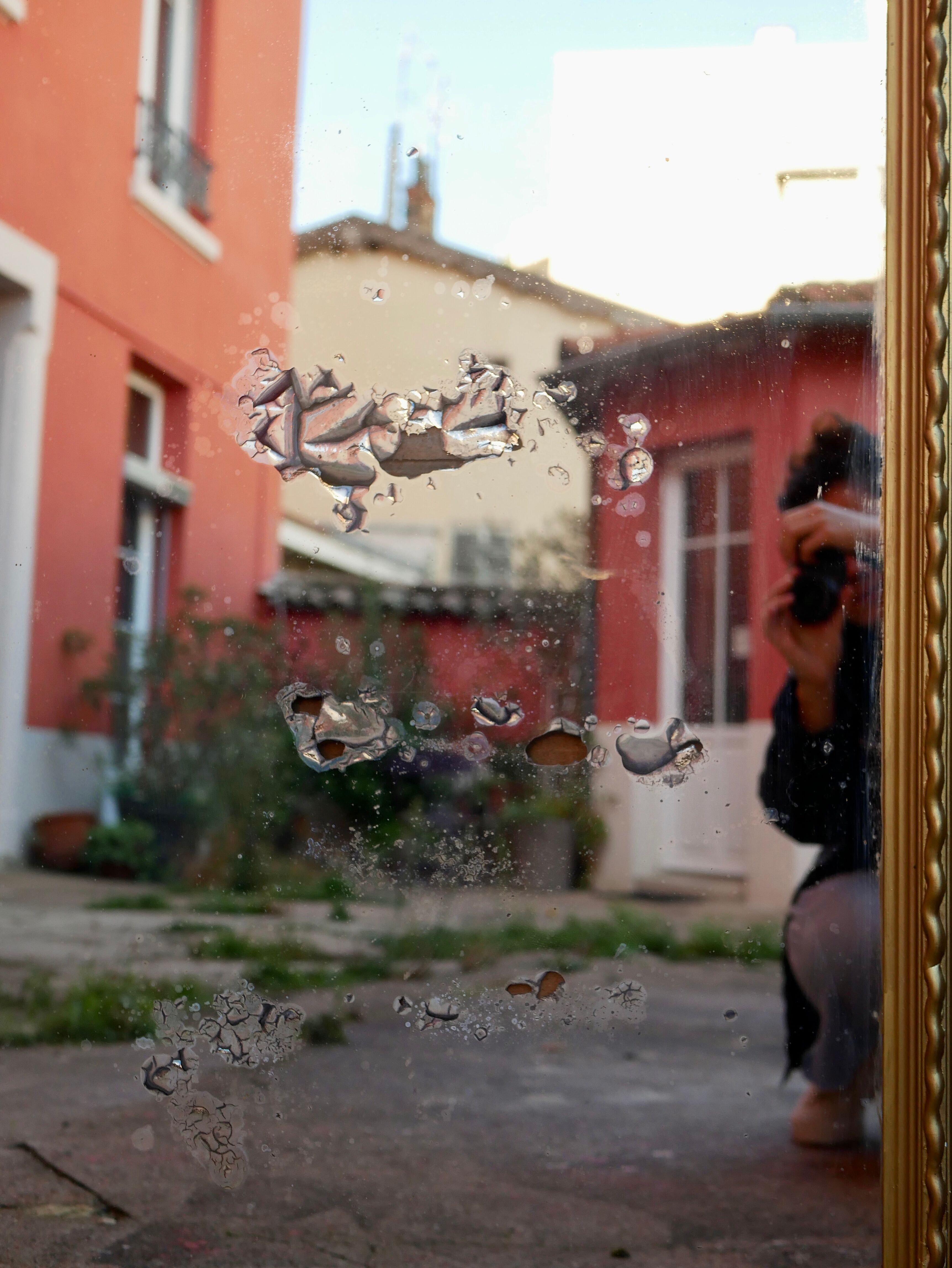 Large old gilded mirror 84x139cm