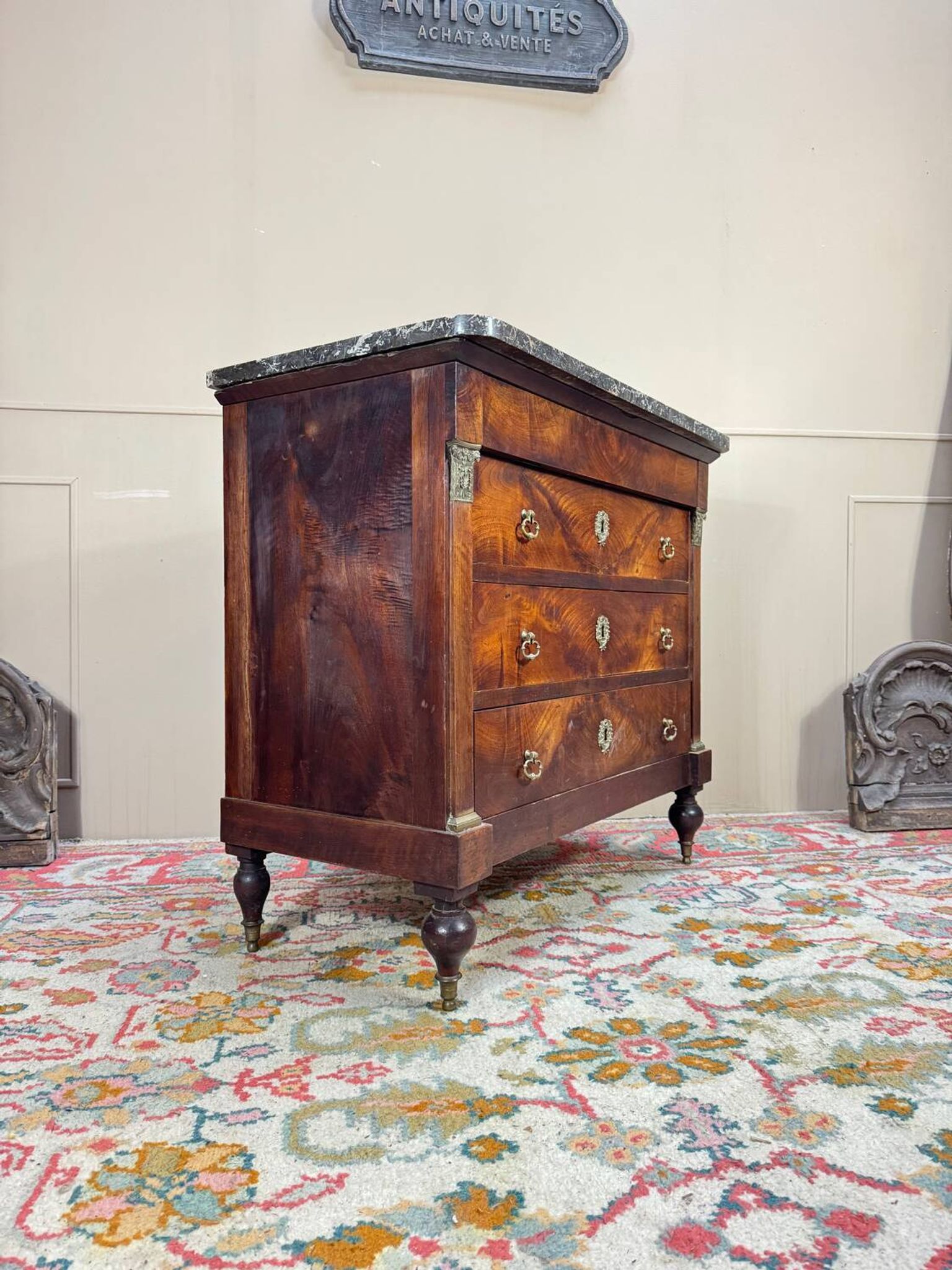 19th Century Restoration Period Flamed Mahogany Chest of Drawers