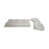 Openwork linen tablecloth and 14 napkins with fine embroidery 335 x 170