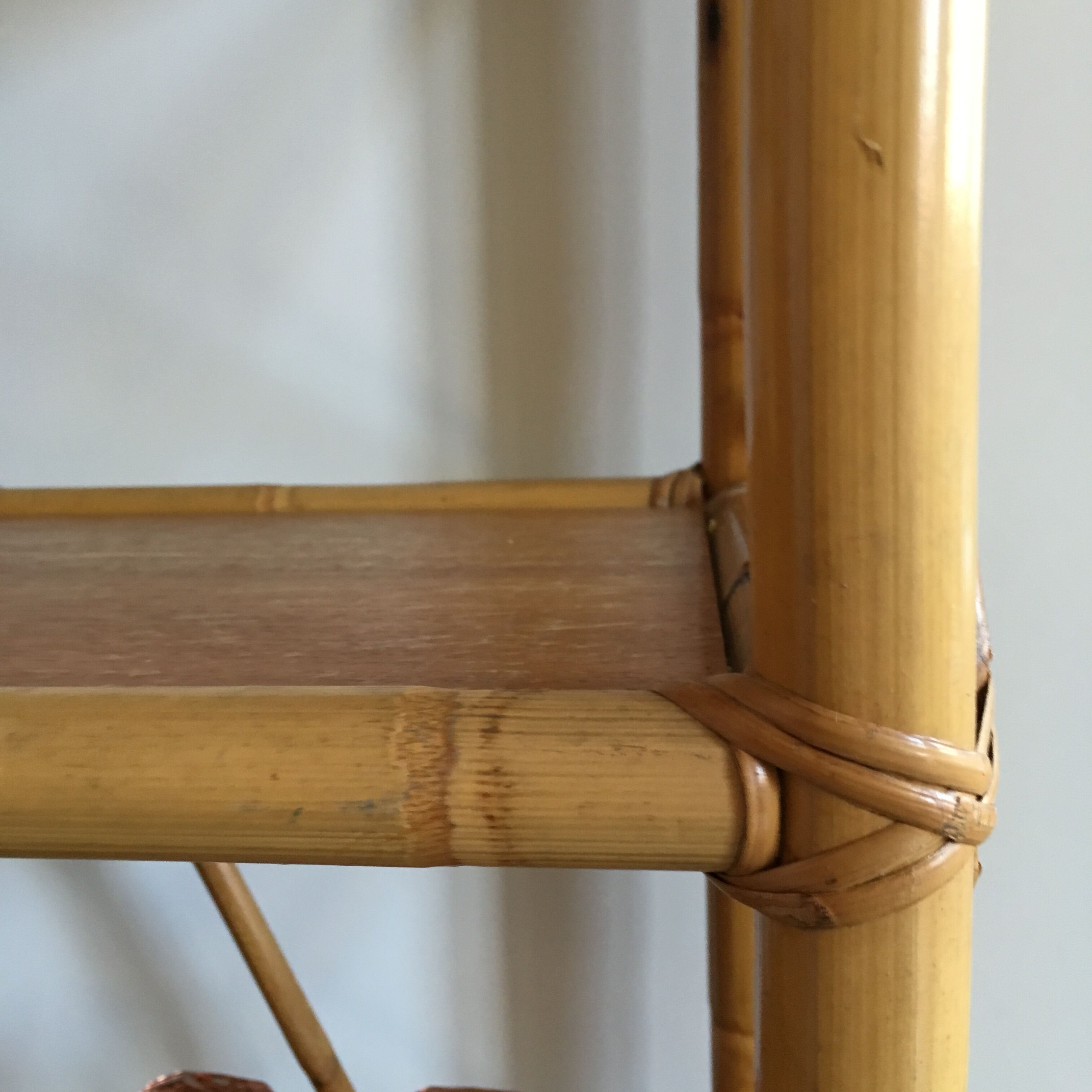 Shelf library in rattan, wood and bamboo vintage