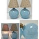 Deux pieds lampes boules art déco verre de clichy bleu