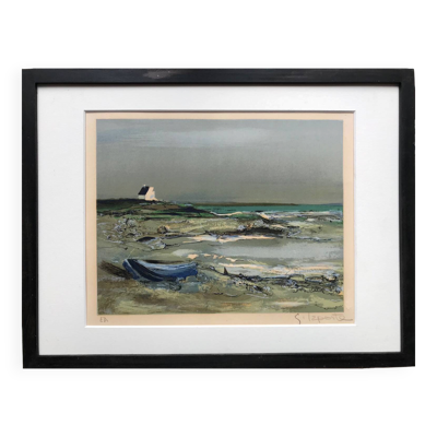 Côte sauvage.lithographie signée de georges laporte ( 1926-2000)