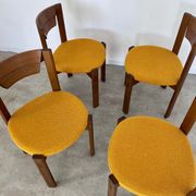Set of 4 Scandinavian style chairs Girsberger 70s vintage solid wood