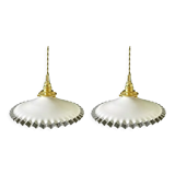 Set of two white opaline suspensions