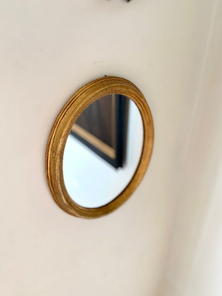 Gilded oval mirror 35 x 28 cm