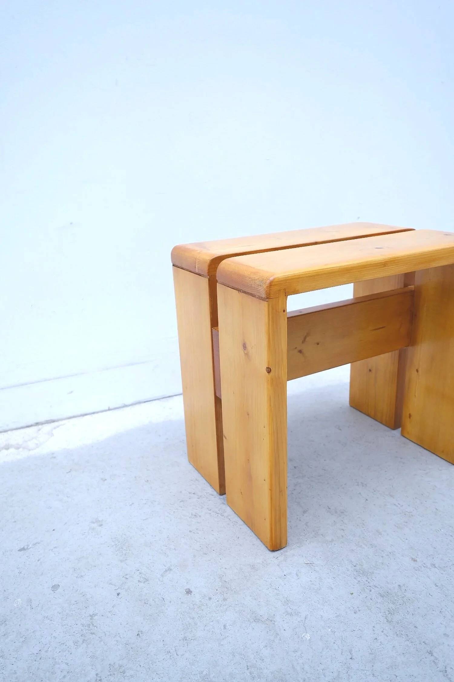 Stool by Charlotte Perriand for Les Arcs in pine, France 1960