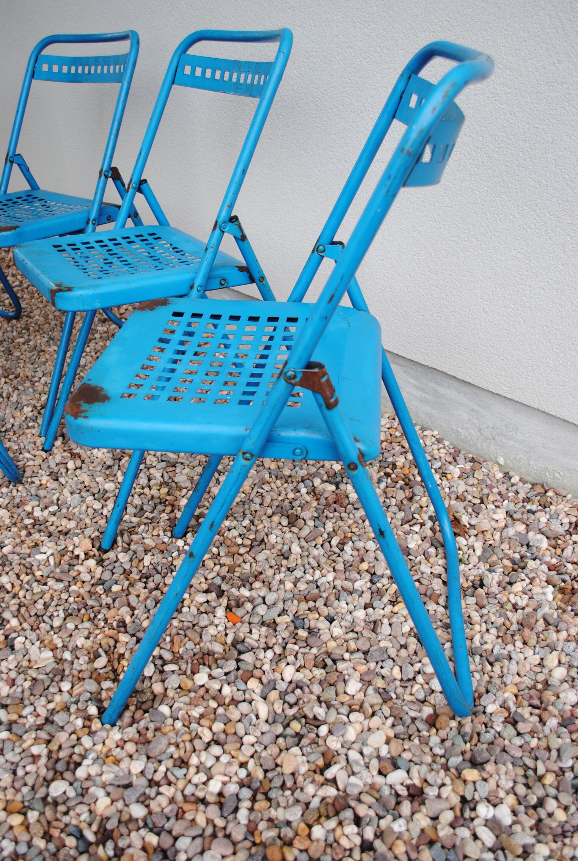 Lot of 5 Souvignet 1960 metal folding chairs