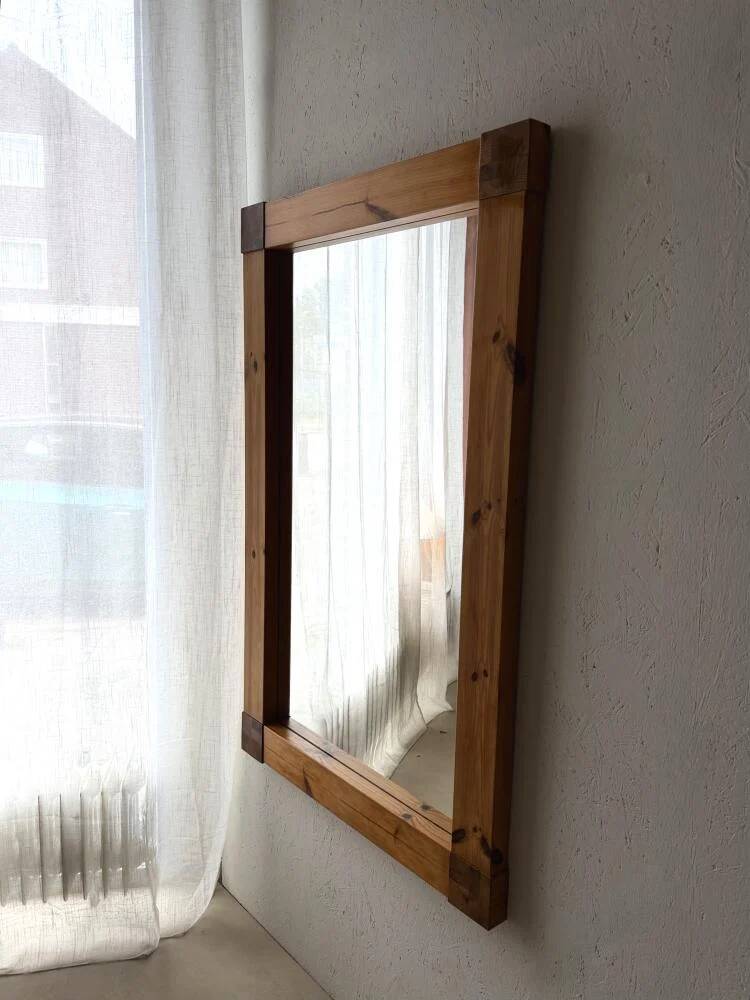 Large Danish pine wall mirror 1970s