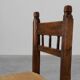 19th Century Spanish Hand-Carved oak Side Chair with Velour Seat