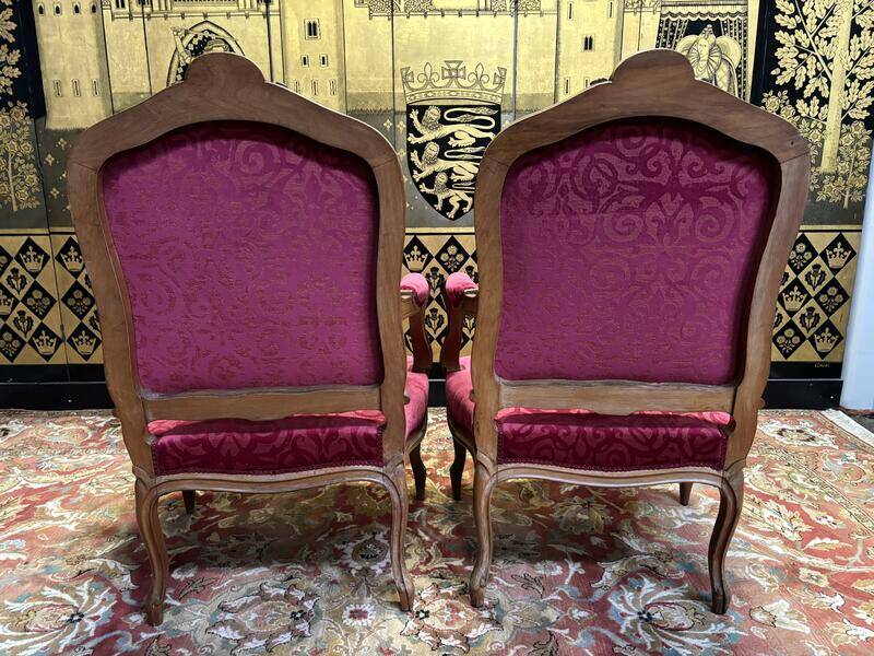 Pair of Louis XV style armchairs, 19th century