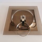 Vintage metal presentation tray and smoked glass