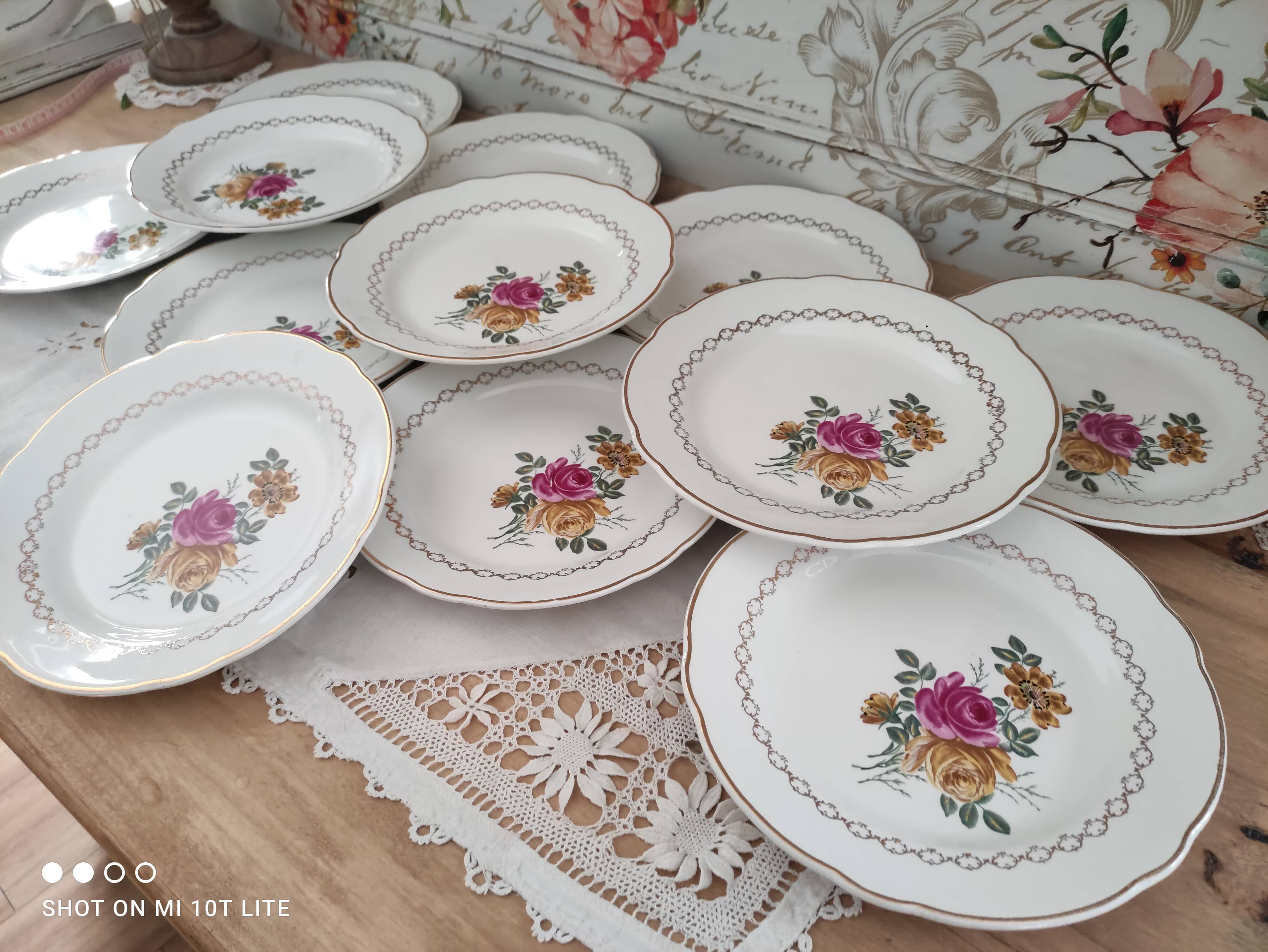 Set of 12 dessert plates Sarreguemines model Gérardmer