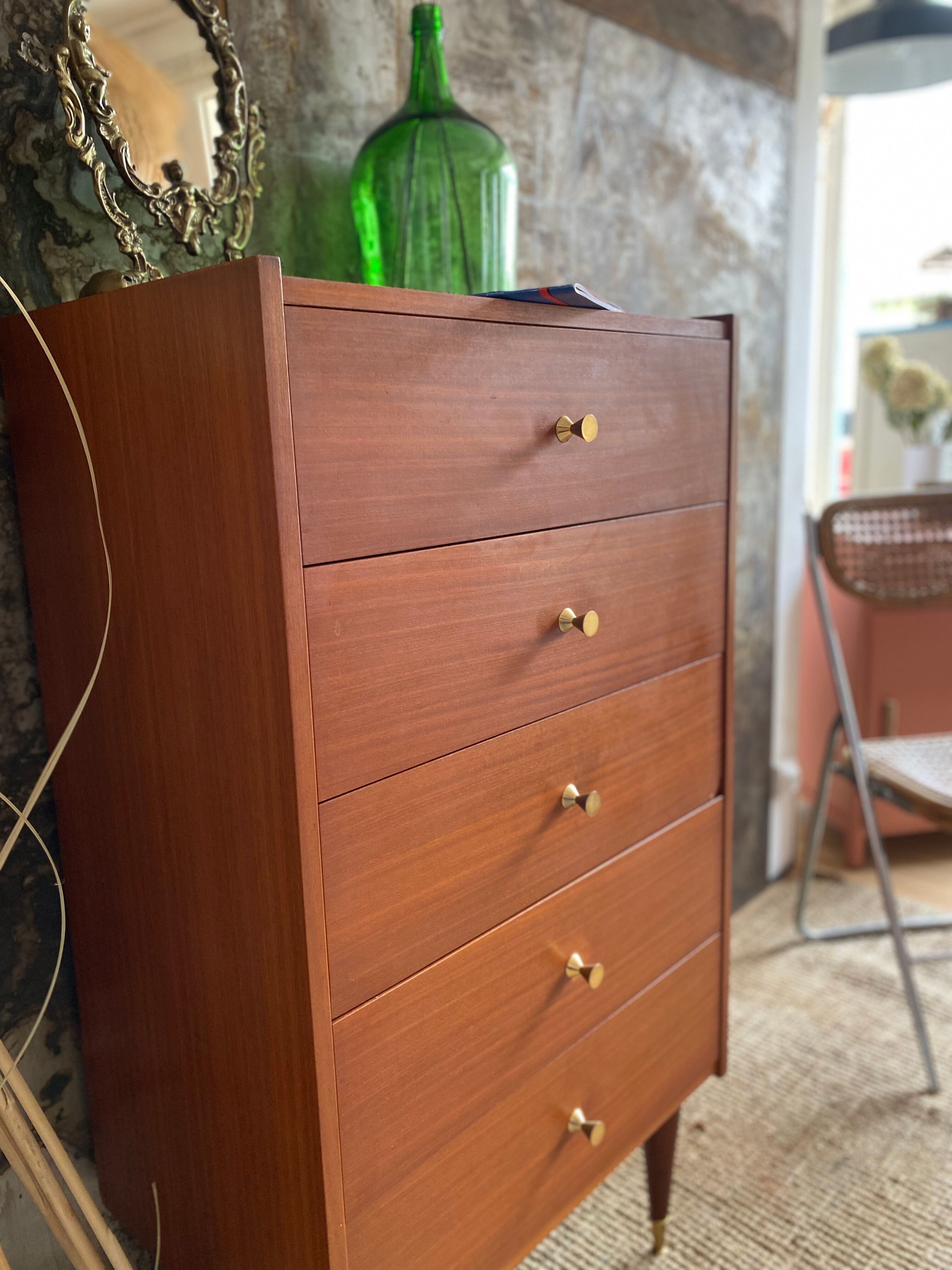 Wood & brass dresser