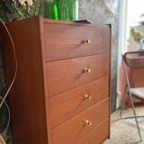 Wood & brass dresser