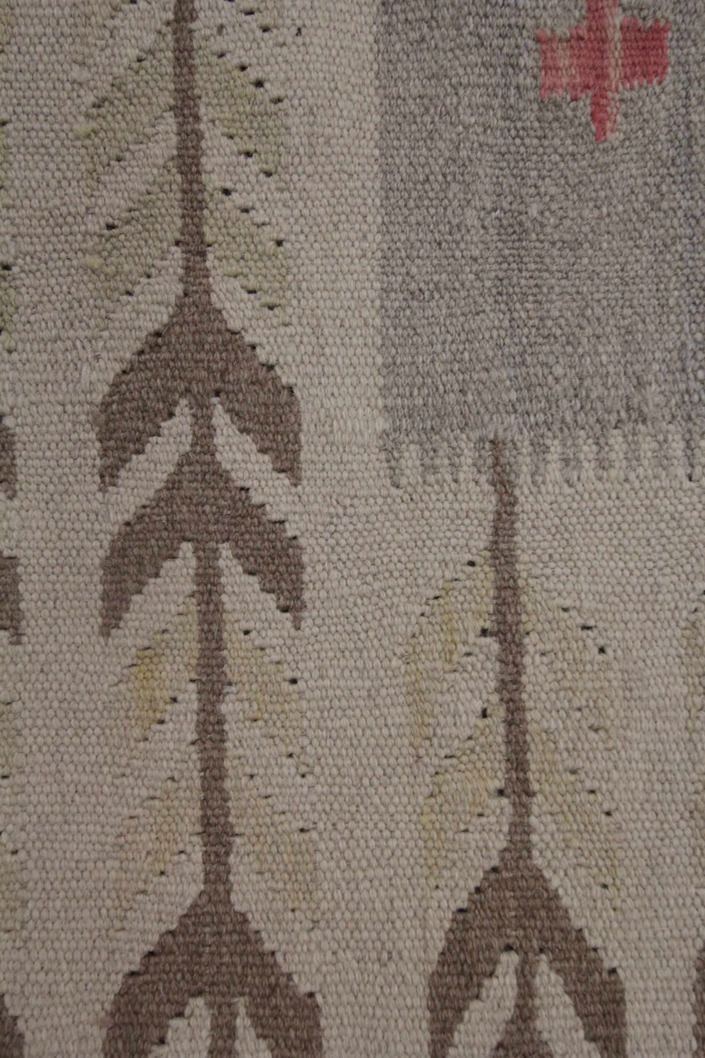 Tapis Kilim marron kaki, tapis tissé plat en laine de style scandinave