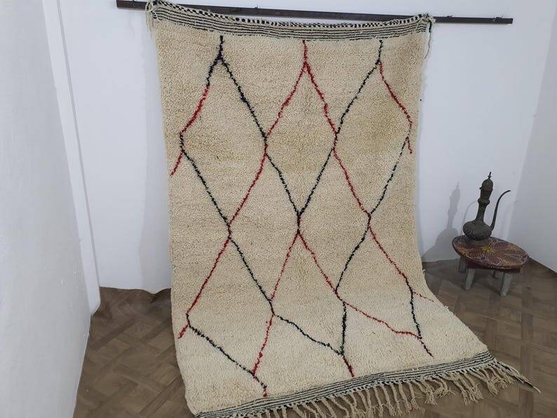 Tapis en laine fait main berbère taille 100 x 200 cm