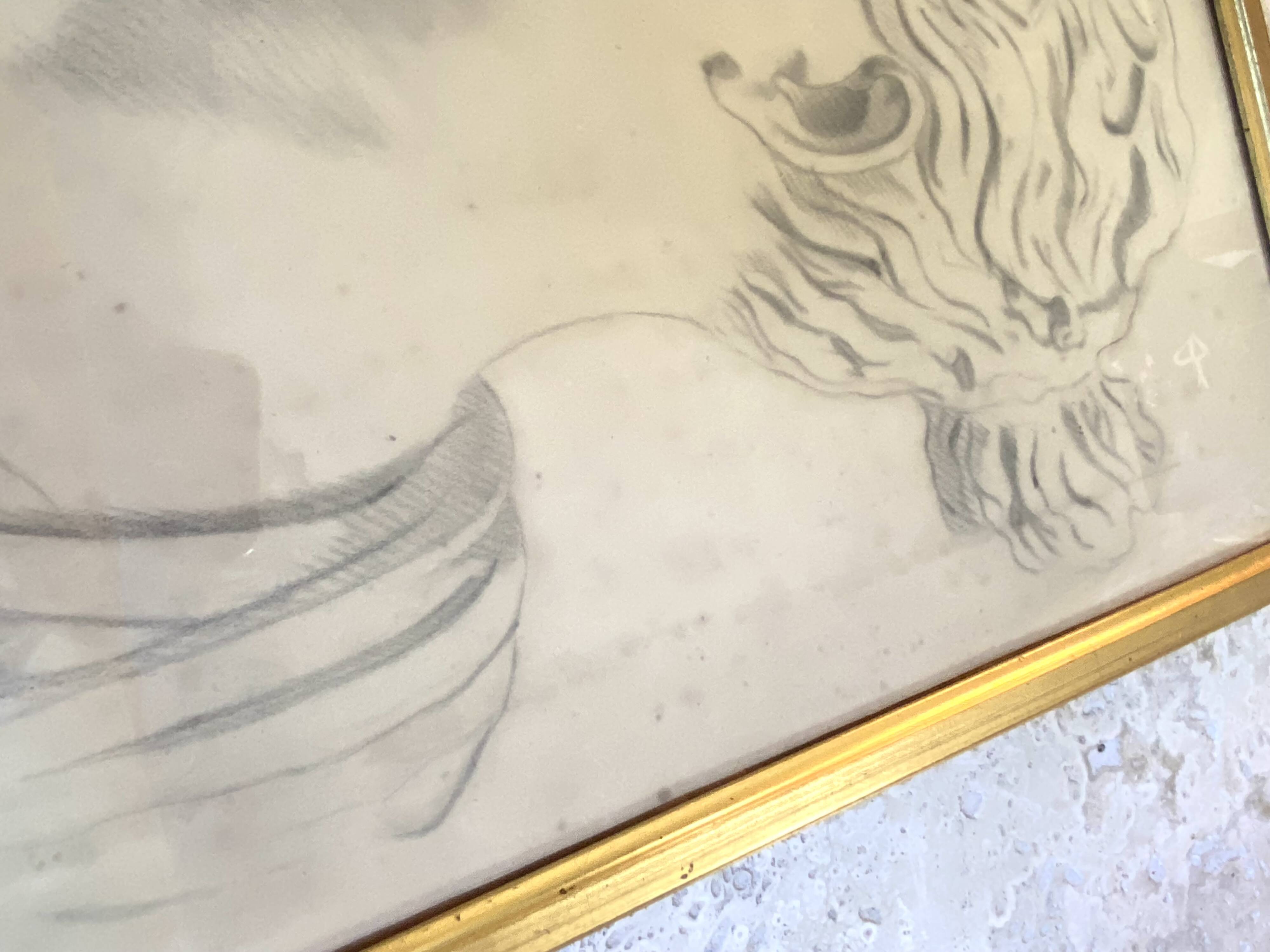Dessin d’atelier, cadre bois vitré
