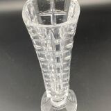 Glass vase, soliflore type, with square patterns