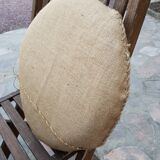 Rattan pouf burlap