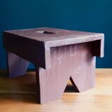 Tabouret de ferme en bois peint patiné